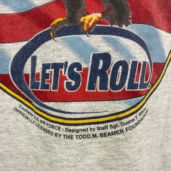Vintage 9/11 Flight 93 Let’s Roll Todd M Beamer Foundation Sz XL T Shirt Gray - Picture 2 of 7